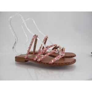 Steve Madden Selina Spiked Sandals Women's 8 Pink Gold Strappy Slip On Slides
